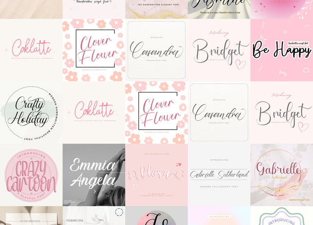 Ultimate 50 Handwritten Script Fonts Bundle for Cricut Canva Pro