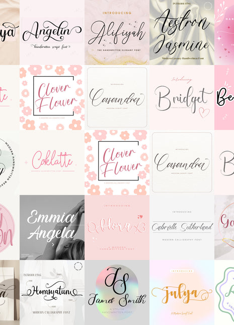 Ultimate 50 Handwritten Script Fonts Bundle for Cricut Canva Pro