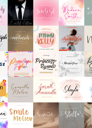 Ultimate 50 Handwritten Script Fonts Bundle for Cricut Canva Pro