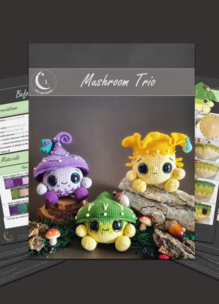 Mushroom Amigurumi Crochet Patterns Bundle • 12 in 1 • US terms PDF 