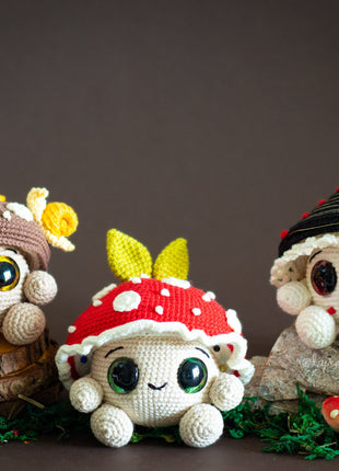Mushroom Amigurumi Crochet Patterns Bundle • 12 in 1 • US terms PDF 