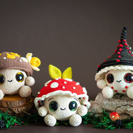 Mushroom Amigurumi Crochet Patterns Bundle • 12 in 1 • US terms PDF 