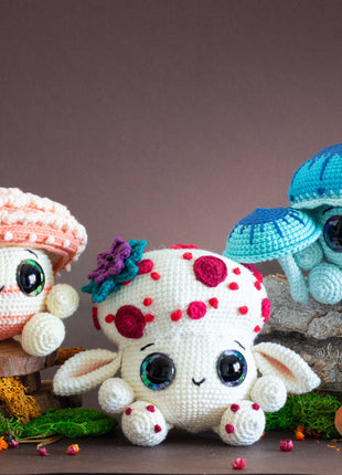Mushroom Amigurumi Crochet Patterns Bundle • 12 in 1 • US terms PDF 