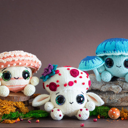Mushroom Amigurumi Crochet Patterns Bundle • 12 in 1 • US terms PDF 