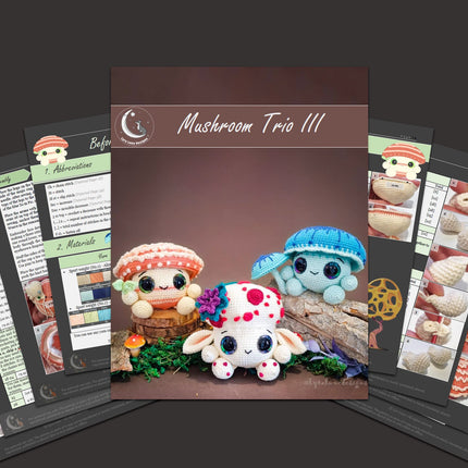 Mushroom Amigurumi Crochet Patterns Bundle • 12 in 1 • US terms PDF 