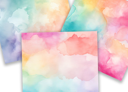 Watercolor Digital Paper Pack, Ombre Background Bundle, Colorful Scrapbook Papers, Watercolor Junk Journal, Gradient, Rainbow Background