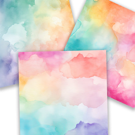 Watercolor Digital Paper Pack, Ombre Background Bundle, Colorful Scrapbook Papers, Watercolor Junk Journal, Gradient, Rainbow Background