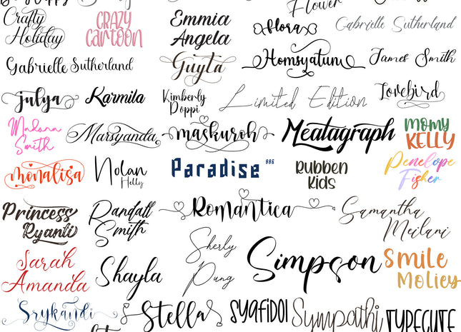 Ultimate 50 Handwritten Script Fonts Bundle for Cricut Canva Pro