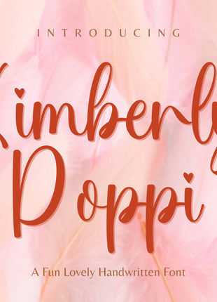 Kimberly Poppi Handwritten Signature Font with Heart Script Elements