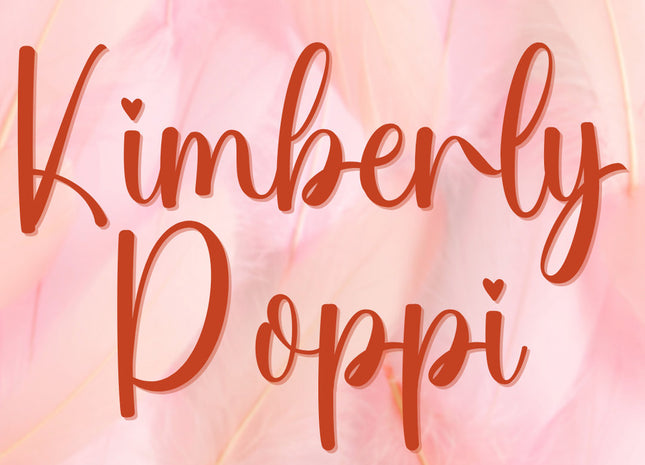 Kimberly Poppi Handwritten Signature Font with Heart Script Elements