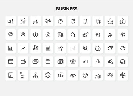 50 Outline Business Icons Pack — Editable Canva Figma SVG Set