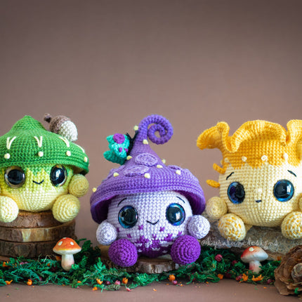 Mushroom Amigurumi Crochet Patterns Bundle • 12 in 1 • US terms PDF 