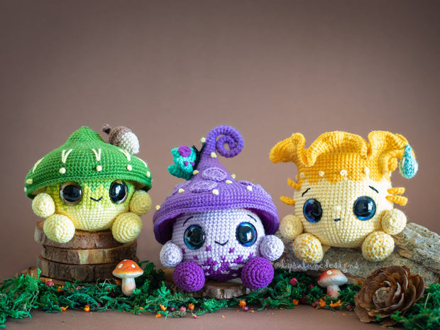 Mushroom Amigurumi Crochet Patterns Bundle • 12 in 1 • US terms PDF 