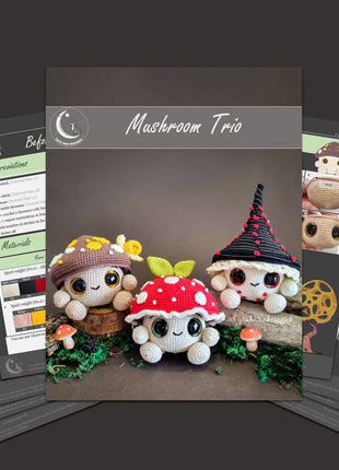 Mushroom Amigurumi Crochet Patterns Bundle • 12 in 1 • US terms PDF 