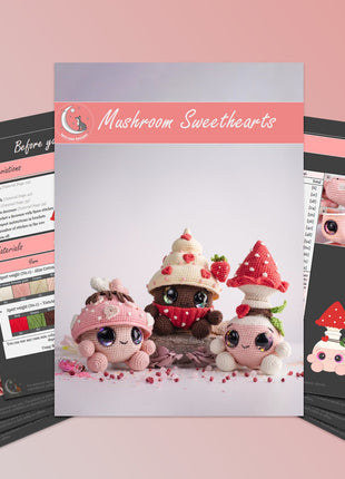 Mushroom Amigurumi Crochet Patterns Bundle • 12 in 1 • US terms PDF 