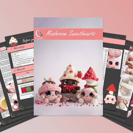 Mushroom Amigurumi Crochet Patterns Bundle • 12 in 1 • US terms PDF 