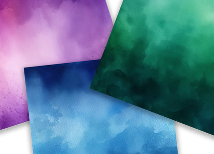 Watercolor Digital Paper Pack, Ombre Background Bundle, Colorful Scrapbook Papers, Watercolor Junk Journal, Gradient, Rainbow Background