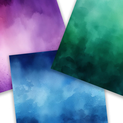 Watercolor Digital Paper Pack, Ombre Background Bundle, Colorful Scrapbook Papers, Watercolor Junk Journal, Gradient, Rainbow Background