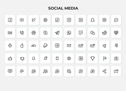 50 Outline Social Media Icons Pack Editable SVG PNG Figma