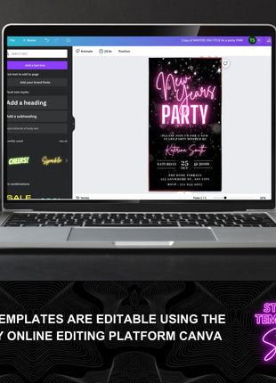 Animated Neon Pink New Year's Eve Invitation Template for Phones