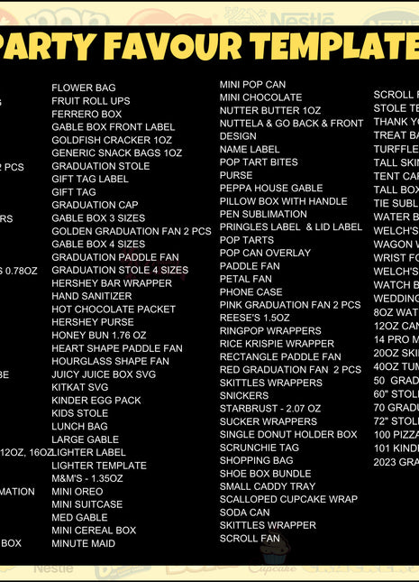 50,000+ Party Favor Canva Template Bundle with Editable Mockups Pack