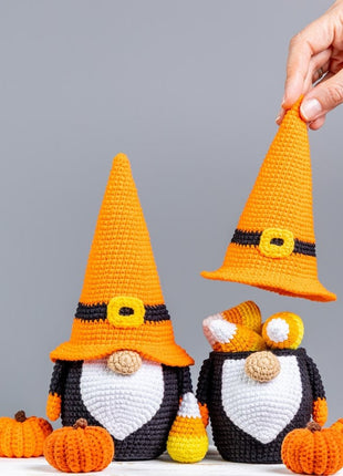 Crochet patterns Halloween gnome bundle with bat and pumpkin, Halloween crochet gnome pattern, Crochet pumpkin pattern, Crochet bat pattern