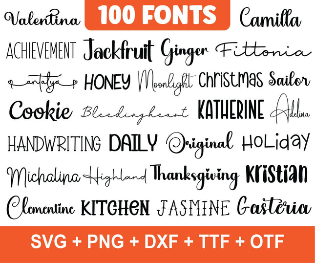 100 Farmhouse Script Font Bundle for Canva, Procreate, Commercial Use