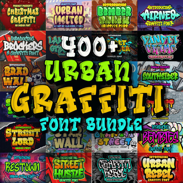 400+ Urban Graffiti Font Bundle TTF & OTF Commercial License