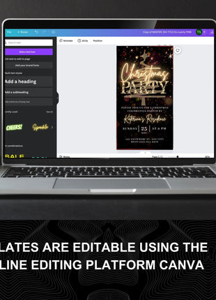 Animated Gold Christmas Party Invitation Video with Editable Canva Template