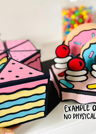 Cartoon Comic Cake Explosion Box SVG Cut Files for Cricut