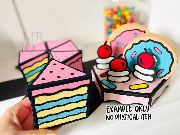 Cartoon Comic Cake Explosion Box SVG Cut Files for Cricut