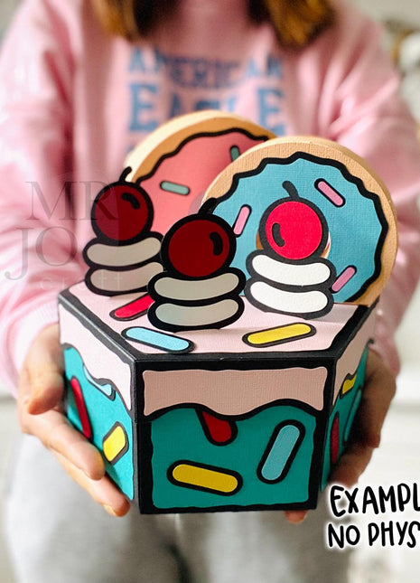 Cartoon Comic Cake Explosion Box SVG Cut Files for Cricut