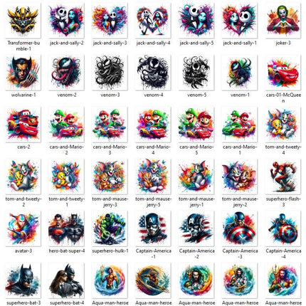 MEGA BUNDLE 6250 Png Design Bundle Cartoon Character PNG Tshirt Mug Tumpler Design 300Dpi High Resolution Transparent Png