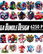 MEGA BUNDLE 6250 Png Design Bundle Cartoon Character PNG Tshirt Mug Tumpler Design 300Dpi High Resolution Transparent Png
