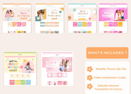 6 Shopify Theme Bundle: Feminine, Minimal, Cute Design, OS 2.0 Ready