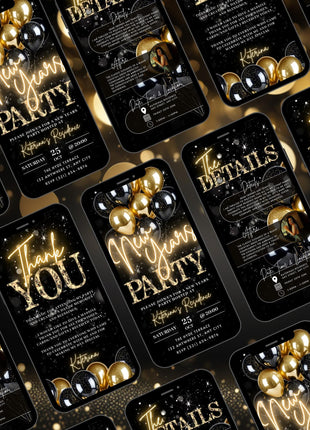 Black Gold 2026 New Year's Eve Video Invitation Template