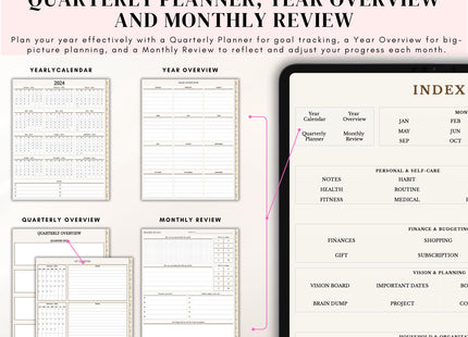 Digital Planner 2025-2027 Hyperlinked GoodNotes Template Apple Google Calendars