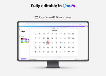 50 Outline Real Estate Icons Pack for Canva Figma Presentations
