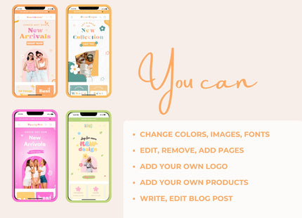 6 Shopify Theme Bundle: Feminine, Minimal, Cute Design, OS 2.0 Ready