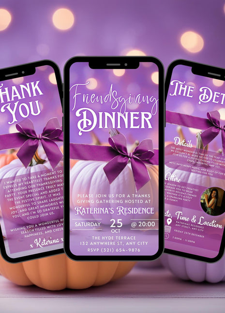 Editable Friendsgiving Dinner Invitation Video MP4 & JPEG Invite