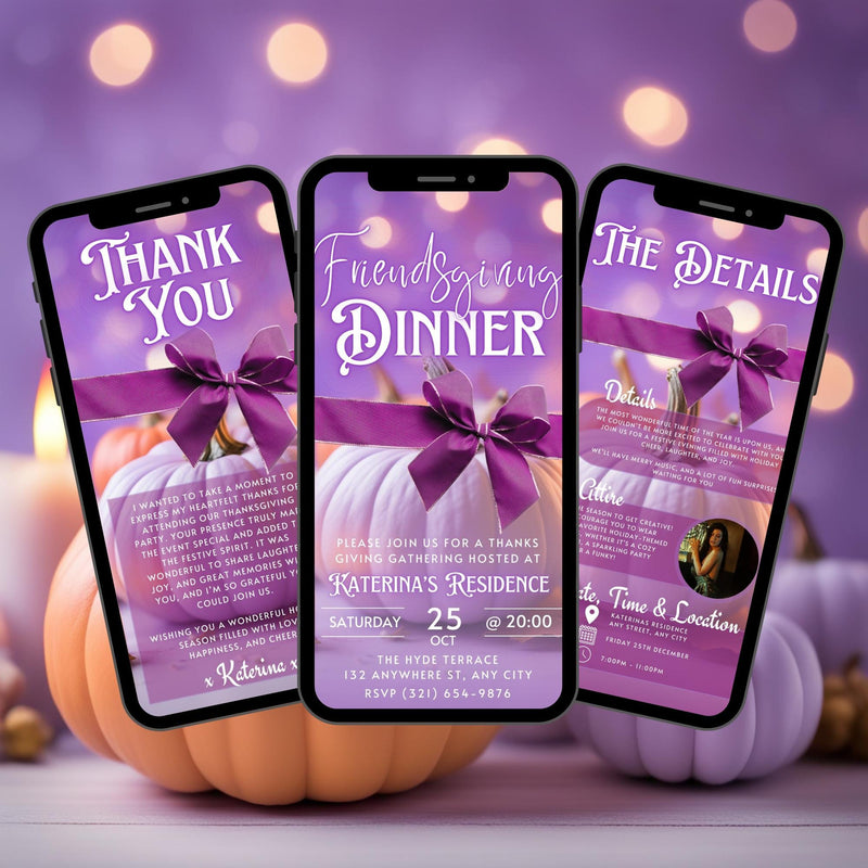 Editable Friendsgiving Dinner Invitation Video MP4 & JPEG Invite