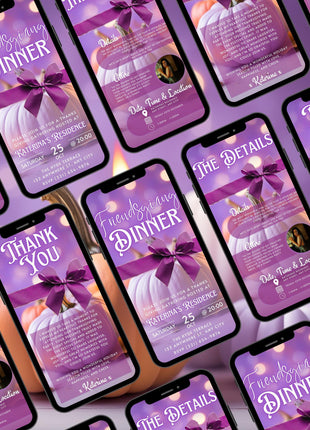 Editable Friendsgiving Dinner Invitation Video MP4 & JPEG Invite