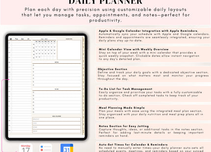 Digital Planner 2025-2027 Hyperlinked GoodNotes Template Apple Google Calendars