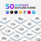50 Outline Business Icons Pack — Editable Canva Figma SVG Set