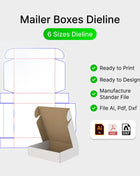 Mailer Box Dieline Templates 6 Sizes Print-Ready AI PDF DXF