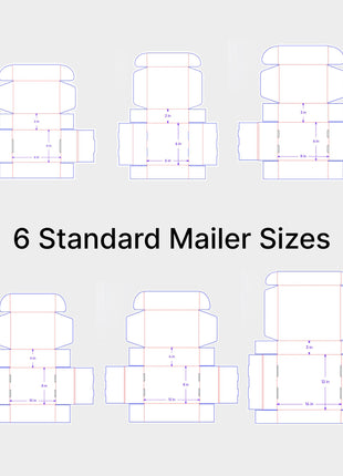 Mailer Box Dieline Templates 6 Sizes Print-Ready AI PDF DXF