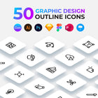 50 Outline Graphic Design Icons Pack Editable Canva SVG Figma
