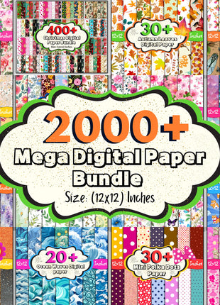2000 + Mega Digital Paper Pack, Christmas Digital Paper, Floral Digital Paper, Digital Scrapbook, Seamless Background, Digital Patterns