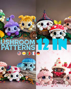 Mushroom Amigurumi Crochet Patterns Bundle • 12 in 1 • US terms PDF 