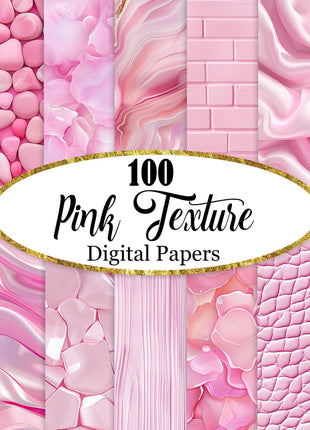 100 Pink Digital Papers Seamless Pink Texture Background Bundle